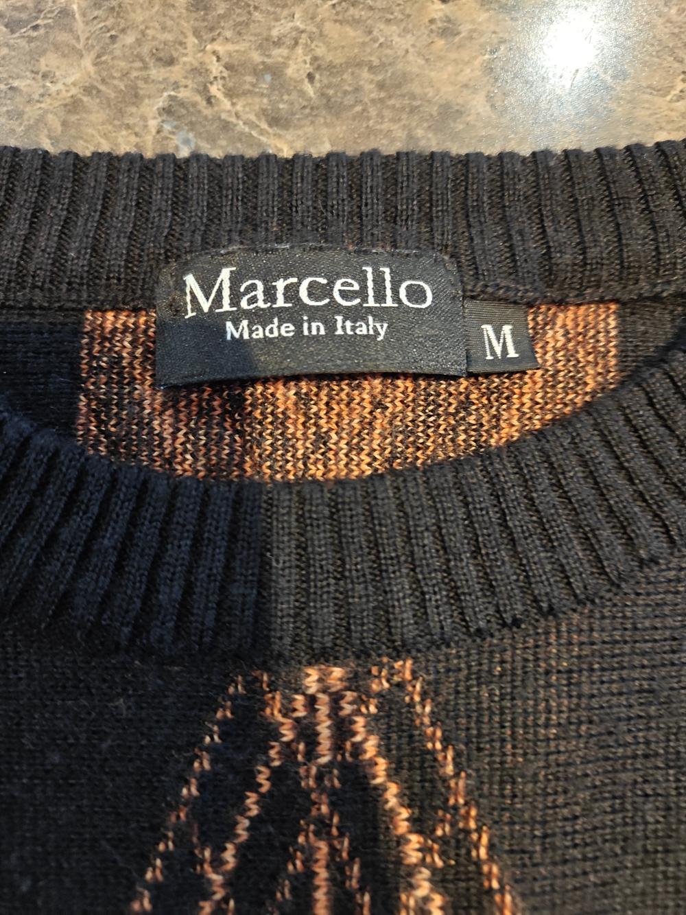 Marcello Men's Black and Brown Crewneck Sweater